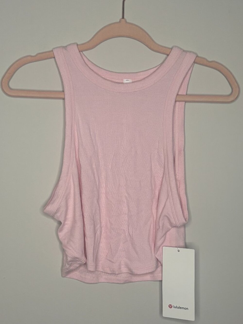 NWT Lululemon Hold Tight Cropped Tank Top Size 12 Flush Pink Ribbed Sleeveless